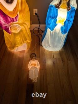 Vintage 40 XL Empire Mary Joseph Baby Jesus Christmas Nativity Blow Molds Set 3