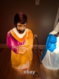 Vintage 40 XL Empire Mary Joseph Baby Jesus Christmas Nativity Blow Molds Set 3