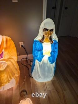 Vintage 40 XL Empire Mary Joseph Baby Jesus Christmas Nativity Blow Molds Set 3