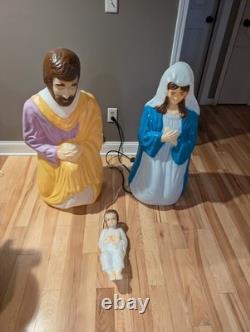 Vintage 40 XL Empire Mary Joseph Baby Jesus Christmas Nativity Blow Molds Set 3