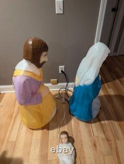 Vintage 40 XL Empire Mary Joseph Baby Jesus Christmas Nativity Blow Molds Set 3