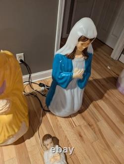 Vintage 40 XL Empire Mary Joseph Baby Jesus Christmas Nativity Blow Molds Set 3