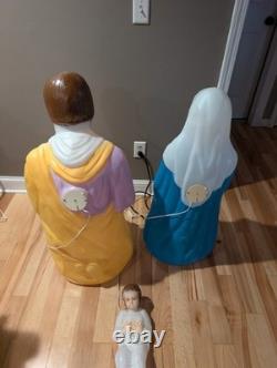 Vintage 40 XL Empire Mary Joseph Baby Jesus Christmas Nativity Blow Molds Set 3
