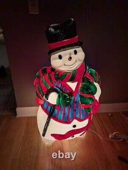 Vintage 43 Santa's Best Snowman Lighted Christmas Blow Mold Large Decor