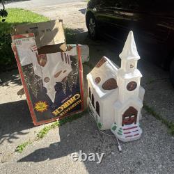 Vintage 45 Tall Illuminated Church With Steeple Blow Mold Christmas Vintage 45 Tall Illuminated Church With Steeple Blow Mold Christmas