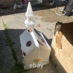 Vintage 45 Tall Illuminated Church With Steeple Blow Mold Christmas Vintage 45 Tall Illuminated Church With Steeple Blow Mold Christmas