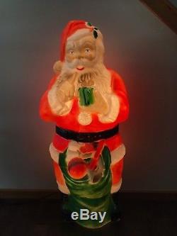 Vintage 46 Christmas Poloron Whispering Santa Lighted Blow Mold Yard Decoration
