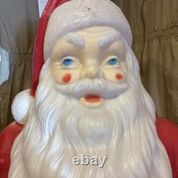 Vintage 46 Empire Blow Mold Lighted Santa withGreen Sack Marked 1968 Nice