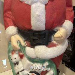 Vintage 46 Empire Blow Mold Lighted Santa withGreen Sack Marked 1968 Nice