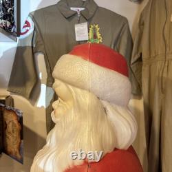 Vintage 46 Empire Blow Mold Lighted Santa withGreen Sack Marked 1968 Nice