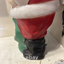 Vintage 46 Empire Blow Mold Lighted Santa withGreen Sack Marked 1968 Nice