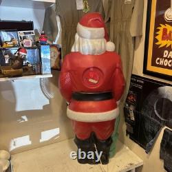Vintage 46 Empire Blow Mold Lighted Santa withGreen Sack Marked 1968 Nice
