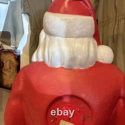 Vintage 46 Empire Blow Mold Lighted Santa withGreen Sack Marked 1968 Nice
