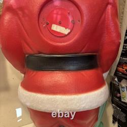 Vintage 46 Empire Blow Mold Lighted Santa withGreen Sack Marked 1968 Nice