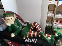 Vintage 48 Commercial Grade Christmas Elf Laying Down Resin Fiberglass