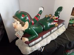 Vintage 48 Commercial Grade Christmas Elf Sledding Sleigh Ride Resin Fiberglass Vintage 48 Commercial Grade Christmas Elf Sledding Sleigh Ride Resin Fiberglass