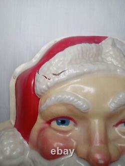 Vintage 50s Paramount Lighted Santa Face Vinylite Plastic Plaque Christmas
