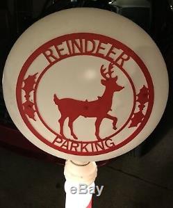 Vintage 54 Reindeer Parking Sign Christmas Lighted Blow Mold Yard Decor