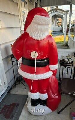 Vintage 5ft Santa Claus General Foam Plastic Blow Mold Light Up Yard Lights Up