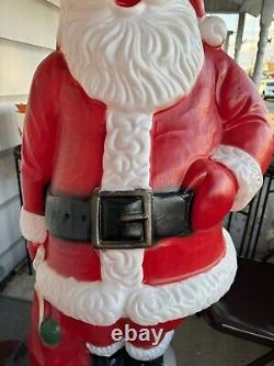 Vintage 5ft Santa Claus General Foam Plastic Blow Mold Light Up Yard Lights Up