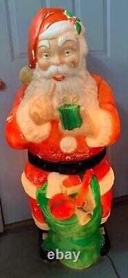 Vintage 60s Whispering Santa Blow Mold 46 Poloron Prod Inc Made In USA Works