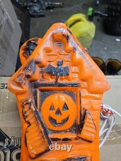 Vintage 70s 80s Halloween Haunted House Blow Mold Pumpkin 17