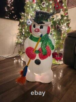 Vintage 90's Snowman Lighted Blow Mold 32 Christmas KITSCHY Holiday Yard Decor