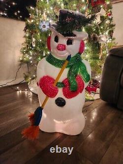 Vintage 90's Snowman Lighted Blow Mold 32 Christmas KITSCHY Holiday Yard Decor