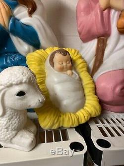 Vintage 9pc Set Nativity Blow Mold With Animals Jesus & Cords Free Ship Camel