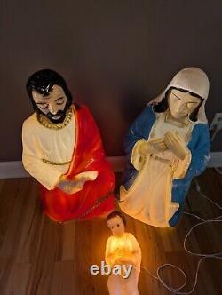 Vintage Beco 34 Nativity Christmas Blow Mold Jesus Joseph Mary General Foam