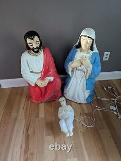 Vintage Beco 34 Nativity Christmas Blow Mold Jesus Joseph Mary General Foam