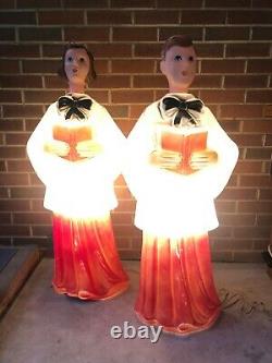 Vintage Beco Choir Girl & Boy pair Lighted Christmas Blow Mold
