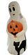 Vintage Blow Mold 34 Empire Halloween Ghost With Pumpkin & Cat