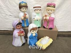 Vintage Blow Mold Children's Nativity Christmas Empire 16 Lighted Lot Of 6