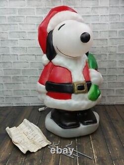 Vintage Blow Mold Christmas 32 Santa's Best Snoopy Peanuts Santa Suit