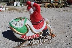 Vintage Blow Mold Christmas Santa Sleigh Reindeer General Foam