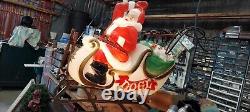Vintage Blow Mold Christmas Santa Sleigh Reindeer General Foam