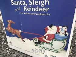 Vintage Blow Mold Christmas Santa Sleigh Reindeer General Foam NOS 24 in Box