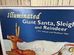 Vintage Blow Mold Christmas Santa Sleigh Reindeer General Foam NOS in Box 72