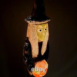 Vintage Blow Mold Don Featherstone 36 Witch with Pumpkin 1994 Union Products