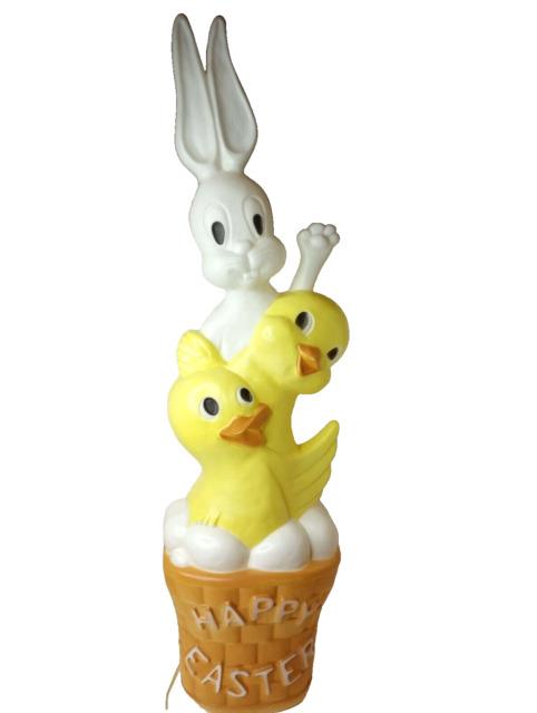 Vintage Blow Mold Easter Bunny/chicks Union Products Don Featherstone