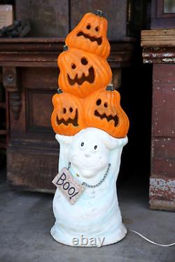 Vintage Blow Mold Halloween Ghost Pumpkins Lighted yard decoration scary