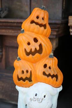 Vintage Blow Mold Halloween Ghost Pumpkins Lighted yard decoration scary