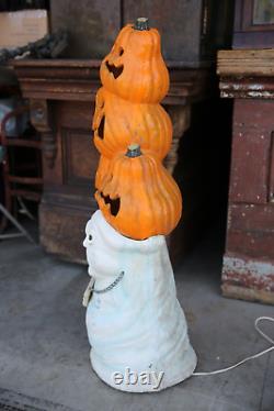 Vintage Blow Mold Halloween Ghost Pumpkins Lighted yard decoration scary