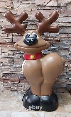 Vintage Blow Mold Smiling Christmas Reindeer 27 General Foam Plastics NO LIGHT