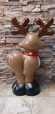 Vintage Blow Mold Smiling Christmas Reindeer 27 General Foam Plastics NO LIGHT