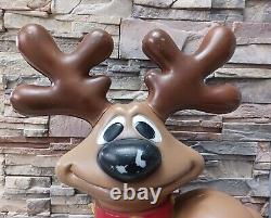 Vintage Blow Mold Smiling Christmas Reindeer 27 General Foam Plastics NO LIGHT