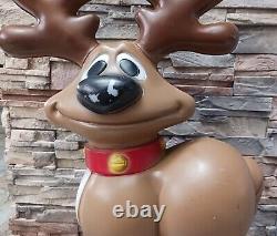 Vintage Blow Mold Smiling Christmas Reindeer 27 General Foam Plastics NO LIGHT