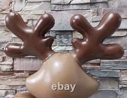 Vintage Blow Mold Smiling Christmas Reindeer 27 General Foam Plastics NO LIGHT