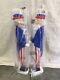 Vintage Blow Mold Uncle Sam Patriotic Flag Lighted Union New Old Stock Lot Of 2